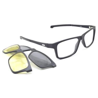 Imagem de Armação Oculos Esportivo ClipOn Solar Dia E Noite Smart 988, Preto