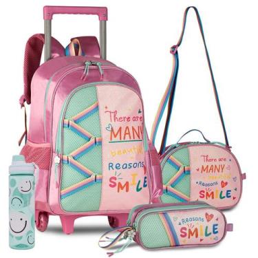 Imagem de Kit Mochila Infantil Unicórnio Rodinhas Menina Escolar Lindo - Clio, R