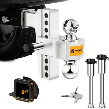 Imagem de TOPBEE Engate de reboque ajustável de alumínio para receptor de 5 cm, queda de 20 cm, engate de tubo sólido de 5,7 kg, bolas de 6 e 6 cm - 312008