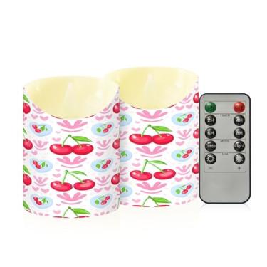 Imagem de Wassud Velas sem chama de cerejas e corações com controle remoto, velas realistas cintilantes com temporizador, velas decorativas para Natal, casamento, festa, decoração de casa pequenas