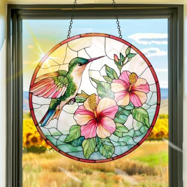 Imagem de Apanhador solar de acrílico colorido, decoração de janela pendurada com apanhadores de sol de beija-flor, arte de parede de criador de arco-íris, para sala de estar, quarto, varanda, decoração de