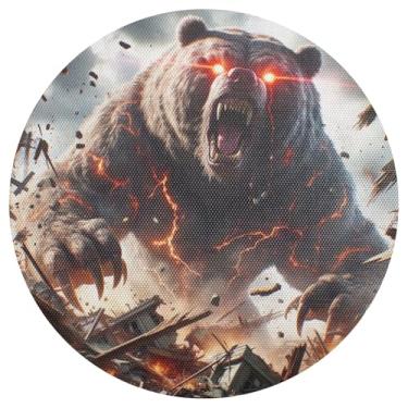 Imagem de Conjunto de 1 tapete de mesa de urso de fogo de 38 cm lavável, jogo americano de PVC, para mesa de jantar, mesa de cozinha