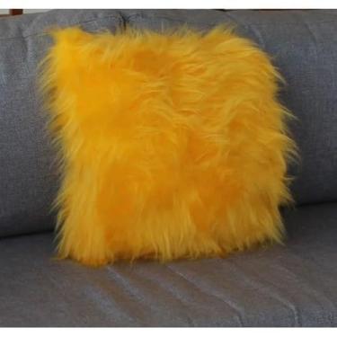 Imagem de Almofada de luxo com enchimento de pelo alto, 45x45(Amarelo)