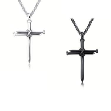 Imagem de DATOA 2/3 unidades simples de colar com pingente de cruz para mulheres e homens, joias cristãs, presente de batismo, igreja, Standard, Zinco, Sem Pedra Preciosa