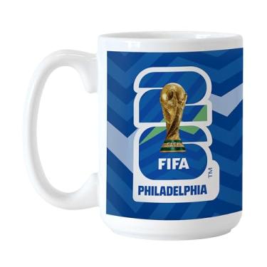 Imagem de HONAV Caneca de café de cerâmica da Copa do Mundo FIFA 2026 de 425 g - Design arrojado de cidade anfitriã da Filadélfia, alça ergonômica e segura para micro-ondas - ótimo presente para fãs de futebol