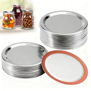 Imagem de Zivif 20 pacotes de tampas de metal para jarras, 10 de boca larga (83 mm) e 10 tampas herméticas à prova de vazamento com vedação de silicone para conservas, armazenamento e fermentação