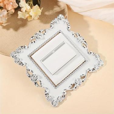 Imagem de 1 pacote com adesivos de interruptor de luz padrão rosa prata - capa protetora e decalques decorativos de parede