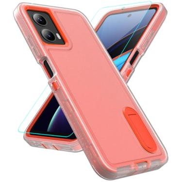 Imagem de Capa compatível com Motorola Moto G 5G 2024 com protetor de tela, capa resistente à prova de choque e à prova de quedas, capa protetora de grau militar para Moto G 5G 2024, laranja claro