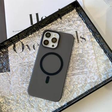 Imagem de Capa ultrafina fosca para iPhone 15 16 14 11 12 13 Pro Max Plus, carregador magnético sem fio, PC rígido translúcido