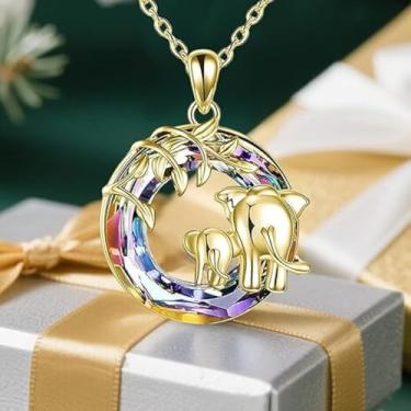 Imagem de Colar feminino - Colar com pingente de elefante, um presente de Dia das Mães da filha, perfeito para filhas, esposas e amigas