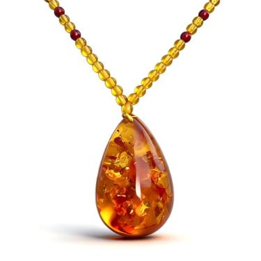 Imagem de Zurlcdye Colar de contas grossas para mulheres, gota, cristal âmbar, boêmio, estilo ocidental, delicado, pingente de declaração, colar moderno de aniversário, acessórios para presentes, Zinco, Sem