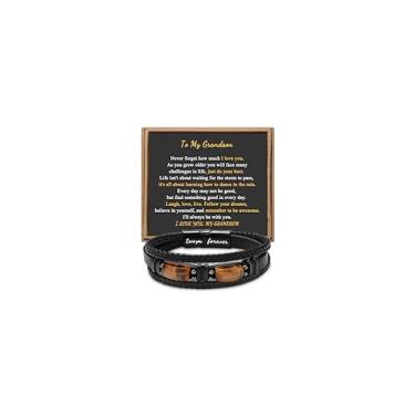 Imagem de x:li x:li para homens Pai, namorado, filho, neto, irmão, amo-te, eterno, olho de tigre, pedra do dia dos pais, aniversário, aniversário, Natal, joia preta, 19 cm, 7.5 inches, Couro, Sem pedras preciosas