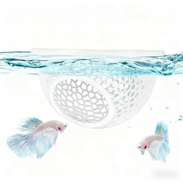 Imagem de Rede Betta flutuante para caverna e esconderijo de camarão, cama Betta 3 em 1, alimentador e área de descanso segura para um aquário sem estresse