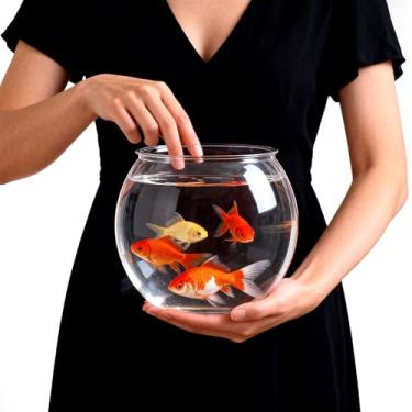 Imagem de Geelin Tanque de peixes de plástico de 2 litros, tigela pequena à prova de estilhaçamento com cristal transparente para terrário, vaso de flores, peça central de presente para amantes de peixes