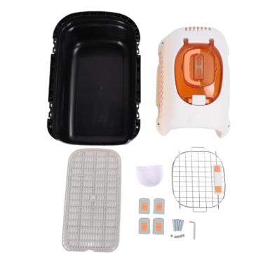Imagem de Canil de plástico para animais de estimação, janela superior destacável, caixa para cães e gatos, com alça, compatível com companhias aéreas (Preta)