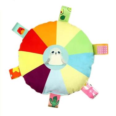 Imagem de UVJNVLW Brinquedo de pelúcia Frisbee para cães com recursos sonoros e interativos para filhotes. Frisbee para cães mastigarem e moerem. Longa duração e durável para animais de estimação. Brinquedo de