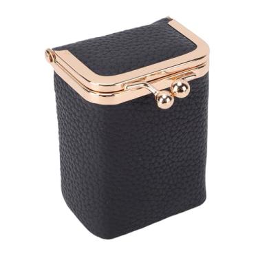 Imagem de ZJchao Suporte para Estojo de Batom Com Espelho, Elegante, Durável, Couro Vintage, Mini Bolsa Cosmética de Viagem para Mulheres Em Movimento, Organizador de Armazenamento de Batom 3,54 (Preto)