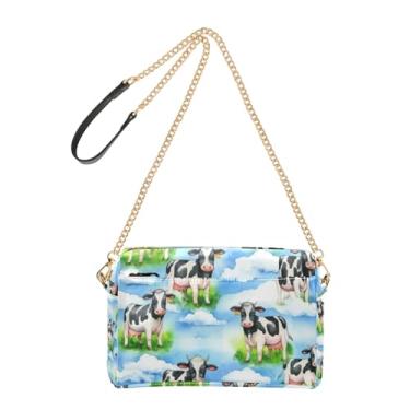 Imagem de Joitme Bolsa tiracolo feminina linda bolsa preta branca para celular de vaca PU bolsa de ombro alça de corrente
