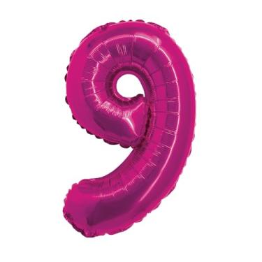 Imagem de BALAO METALIZADO C/CANUDO 16" ROSA NUMERO 9