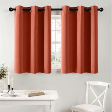 Imagem de MIULEE Cortinas curtas de outono para janelas - Cortinas blecaute laranja queimado meia janela cortinas de privacidade com isolamento térmico para cozinha, quarto, banheiro, ilhós, pequenas camadas de