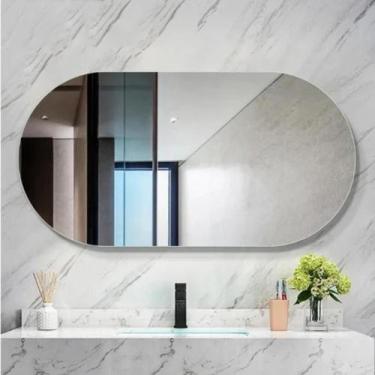 Imagem de Espelho Decorativo Oval de Parede Para Banheiro Sala Hall - Demoglass,