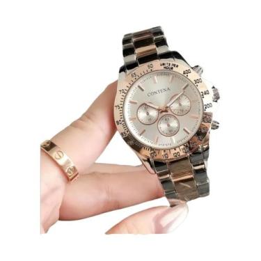 Imagem de Relógio De Pulso Feminino Clássico De Quartzo Em Aço Inoxidável Luxuos