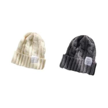 Imagem de Gorro De Inverno Feminino Quente De Tricô, Boné De Lã Fashion Para Cas