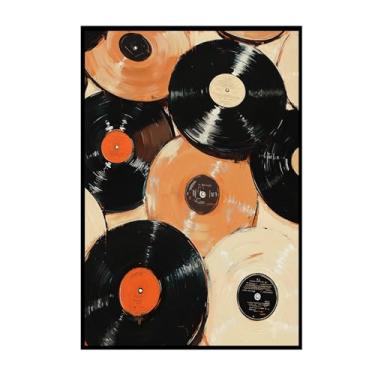 Imagem de ZHXICHEN Arte de parede em tela de discos de vinil vintage | Impressões retrô minimalistas modernas | Pôster de música eclética decoração de parede para sala de estar quarto dormitório bar dormitório