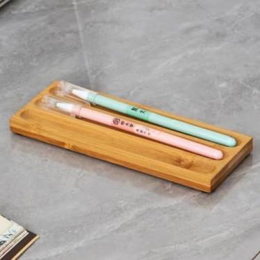 Imagem de LITAITAI Porta-canetas organizador de mesas de escritório, suporte de caneta de nogueira, bandeja de caneta ondulada, acessório de escritório, presentes para professores, adequado para escola, casa