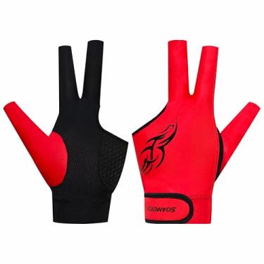 Imagem de soamotoi Luva de bilhar mão esquerda com 3 dedos, luva de bilhar respirável, secagem rápida, luvas profissionais de sinuca para acessórios de bilhar, luvas duráveis para tacos de bilhar para