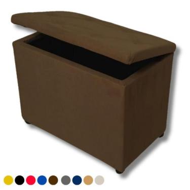 Imagem de Promoção Puff Baú Retangular Espaçoso Moderno - Realizar, Marrom Suede