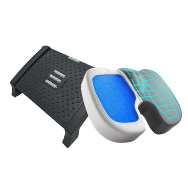Imagem de Kit Ergonômico para Escritório: Apoio para Pés com Altura Ajustável E Almofada Ortopédica para Assento