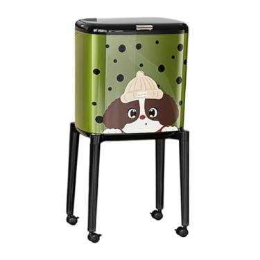 Imagem de WeiLaiKeQi Lixeira com Rodas, Cesto de Lixo Moderno, Portátil e Estreito para Dormitório, Quarto Infantil, Cozinha, Banheiro e Lavabo, Cachorrinho Verde