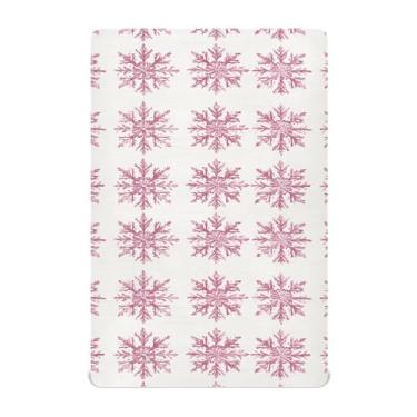 Imagem de Wassud Jogo de lençol de berço respirável com flocos de neve para meninos e meninas, neutro, 71 x 132 cm
