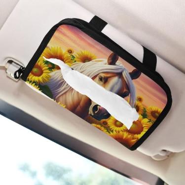 Imagem de SEHANY Suporte de lenços de carro Majestic Horse, caixa de lenços para carro, viseira solar, porta-guardanapos retangular, dispensador de máscara de carro, caixa de lenços de papel para automóveis