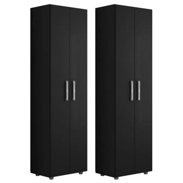 Imagem de Kit 2 Armários Lavanderia Multiuso Beatriz 2 Portas Preto Fosco - Abmaza