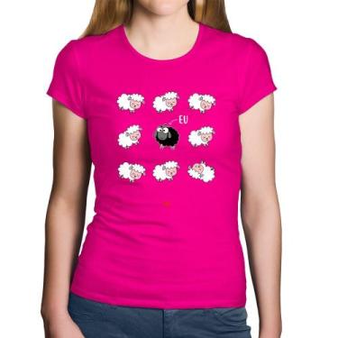 Imagem de Baby Look Algodão Ovelha Negra - Foca na Moda, Rosa, M