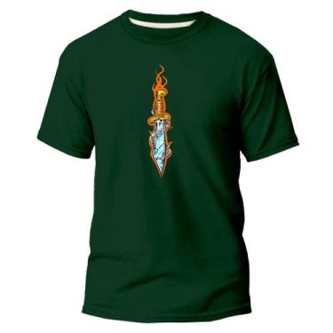 Imagem de Camiseta Basica Algodão Premium Estampada Faca e Fogo - Pavesi, Verde,