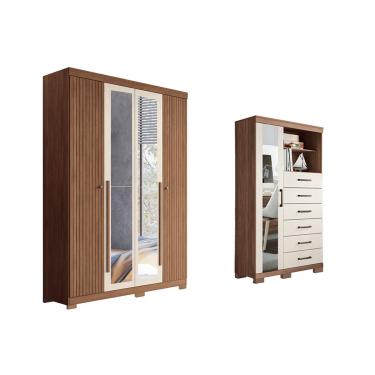 Imagem de Guarda Roupa +Cômoda 2 Peças QC311 Jatoba/Areia - Santos Andirá