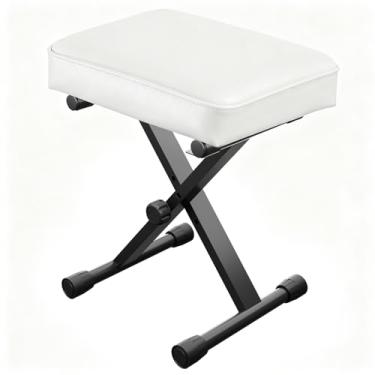 Imagem de Banco de teclado ajustável para piano – 3 níveis de altura, almofada espessa de 9 cm, confortável e de suporte, banco de piano portátil, antiderrapante e durável, adequado para iniciantes e jogadores