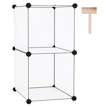 Imagem de C&AHOME Armazenamento de cubos, 2 prateleiras modulares, prateleira de armazenamento de armário de plástico, estante ideal para quarto, sala de estar, escritório, 31,5 cm C x 30 A