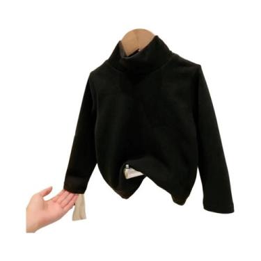 Imagem de Camiseta De Inverno De Veludo Para Meninos E Meninas, Gola Alta, Manga