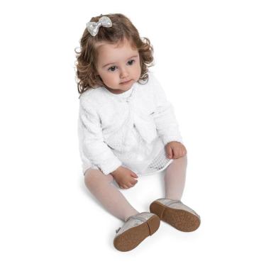 Imagem de Conjunto Infantil Vestido/Body/Bolero Bebê Branco Mundi-Feminino