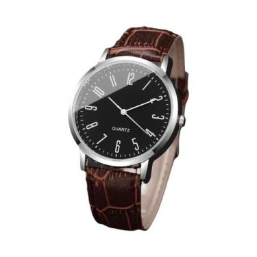 Imagem de Relógio De Pulso Masculino Casual Com Pulseira De Couro, Relógio De Qu