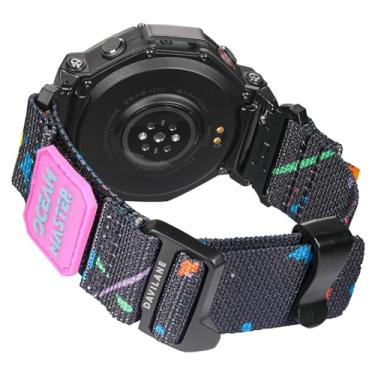 Imagem de DAVILANE Pulseira de substituição compatível com Amazfit T-Rex 3, pulseira de relógio de nylon resistente com design de gancho G e crachá