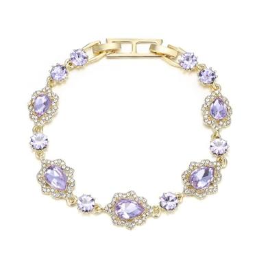 Imagem de EleQueen Pulseira feminina de gota de cristal para noivas, damas de honra, joia para festa de formatura, Medium, Cristal, Cristal