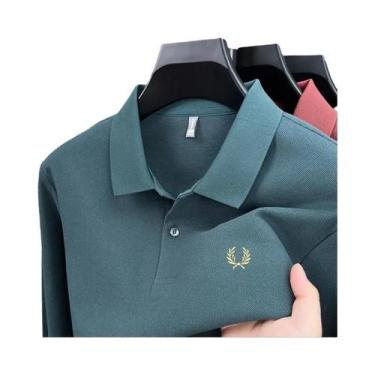 Imagem de Camisa Polo Masculina De Algodão De Alta Qualidade Com Manga Longa Mod