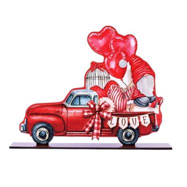 Imagem de Decoração de mesa de dia dos namorados, placa central de mesa de coração de caminhão, decoração de casa, bandeja em camadas, gnomo, acessórios para o dia dos namorados