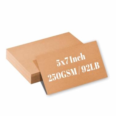 Imagem de Pacote com 50, papel cartolina kraft, 12 x 17 cm, cartão grosso para impressora, cartão em branco pesado de 42 kg/250 g/m2, cartões postais, convite de casamento, artesanato DIY, confecção de cartões