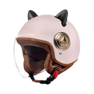 Imagem de Capacete De Moto Retro Com Orelhas De Gato, Leve, Casco Em ABS, Várias